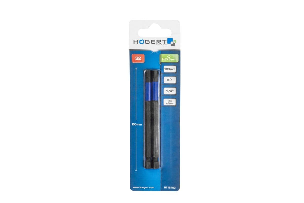 Bity udarowe HEX 6 100 mm blister 2 szt.